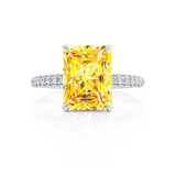 COCO - Radiant Yellow Sapphire & Diamond 950 Platinum Petite Hidden Halo Triple Pavé Shoulder Set Ring Engagement Ring Lily Arkwright