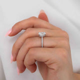 Coco 2.00ct Elongated Cushion Cut E Colour Lab Diamond 950 Platinum Petite Hidden Halo Triple Pavé Lily Arkwright Engagement Ring