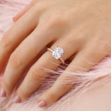 COCO - Elongated Cushion Cut Natural Diamond 18k Rose Gold Petite Hidden Halo Triple Pavé