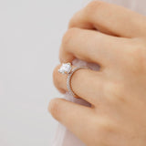 COCO - Emerald Natural Diamond Platinum Hidden Halo Triple Pavé Ring Engagement Ring Lily Arkwright
