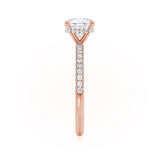 COCO - Cushion Cut Natural Diamond 18k Rose Gold Petite Hidden Halo Triple Pavé Engagement Ring Lily Arkwright