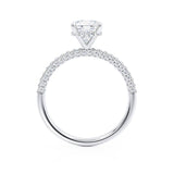 COCO - Cushion Cut Natural Diamond Platinum Petite Hidden Halo Triple Pavé Engagement Ring Lily Arkwright