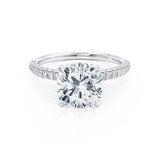 COCO - Cushion Cut Natural Diamond Platinum Petite Hidden Halo Triple Pavé Engagement Ring Lily Arkwright