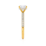 COCO - Cushion Cut Natural Diamond 18k Yellow Gold Petite Hidden Halo Triple Pavé Engagement Ring Lily Arkwright