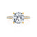 COCO - Cushion Cut Natural Diamond 18k Yellow Gold Petite Hidden Halo Triple Pavé Engagement Ring Lily Arkwright
