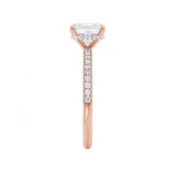 COCO - Princess Lab Diamond 18k Rose Gold Hidden Halo Triple Pavé Shoulder Set