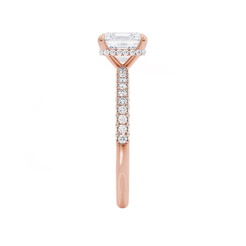 COCO - Princess Lab Diamond 18k Rose Gold Hidden Halo Triple Pavé Shoulder Set