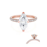 COCO - Marquise Lab Diamond 18K Rose Gold Triple Pavé Hidden Halo