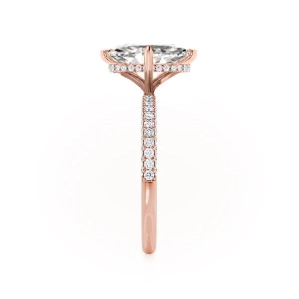 COCO - Marquise Lab Diamond 18K Rose Gold Triple Pavé Hidden Halo
