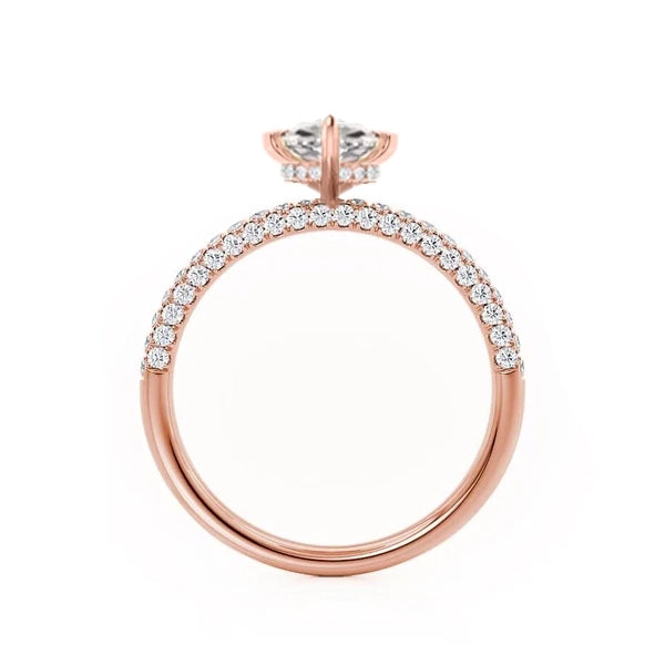 COCO - Marquise Lab Diamond 18K Rose Gold Triple Pavé Hidden Halo