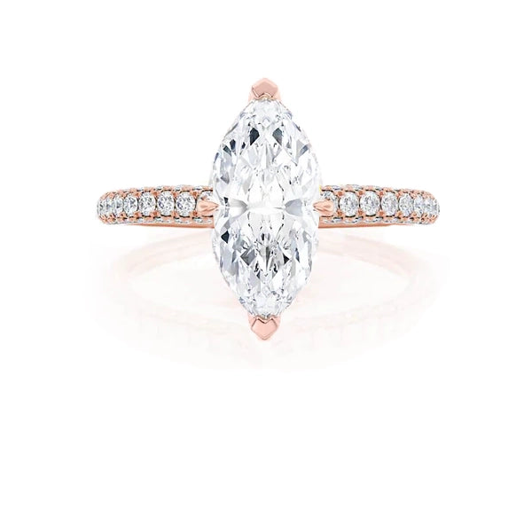COCO - Marquise Lab Diamond 18K Rose Gold Triple Pavé Hidden Halo