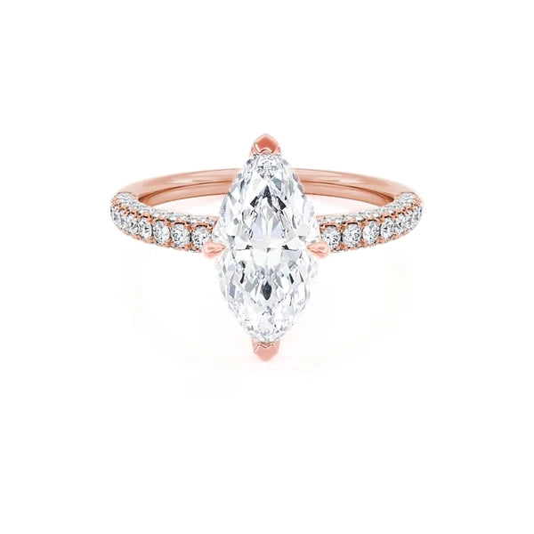 COCO - Marquise Lab Diamond 18K Rose Gold Triple Pavé Hidden Halo