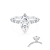 COCO - Marquise Lab Diamond 18K White Gold Triple Pavé Hidden Halo