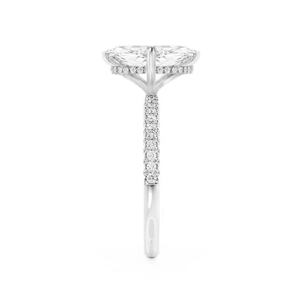 COCO - Marquise Lab Diamond 18K White Gold Triple Pavé Hidden Halo