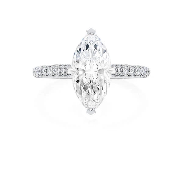 COCO - Marquise Lab Diamond 18K White Gold Triple Pavé Hidden Halo