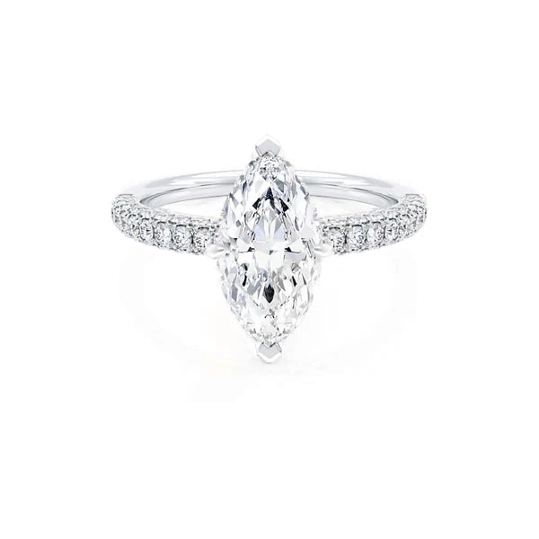 COCO - Marquise Lab Diamond 18K White Gold Triple Pavé Hidden Halo