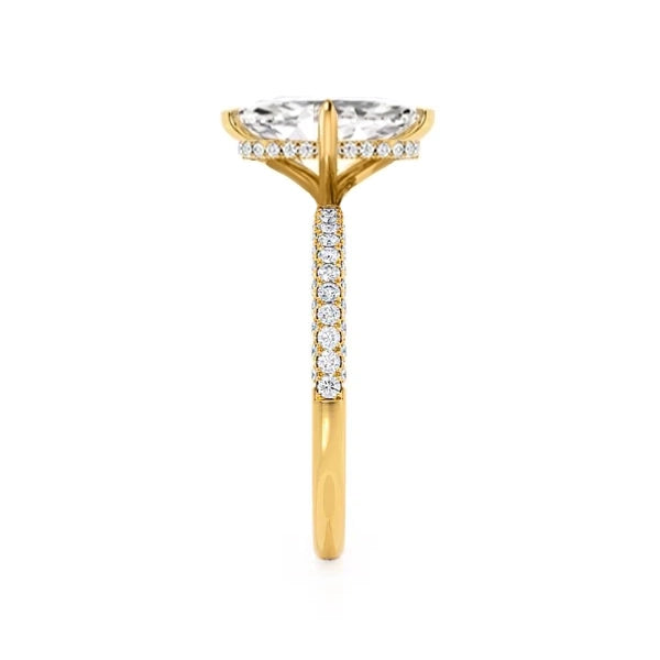 COCO - Marquise Lab Diamond 18K Yellow Gold Triple Pavé Hidden Halo