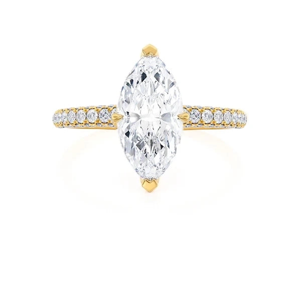 COCO - Marquise Lab Diamond 18K Yellow Gold Triple Pavé Hidden Halo