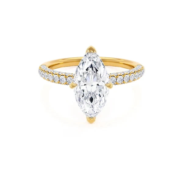 COCO - Marquise Lab Diamond 18K Yellow Gold Triple Pavé Hidden Halo
