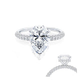 Coco Pear Lab Diamond 18k White Gold or Platinum Triple Pave Hidden Halo Engagement Ring Lily Arkwright Front View 3 with Additional Hidden Halo View