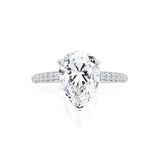 Coco Pear Lab Diamond  18k White Gold or Platinum Triple Pave Hidden Halo Engagement Ring Lily Arkwright