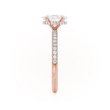 COCO - Oval Natural Diamond 18k Rose Gold Petite Hidden Halo Triple Pavé Shoulder Set Engagement Ring Lily Arkwright