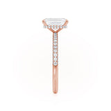 COCO - Emerald Natural Diamond 18k Rose Gold Hidden Halo Triple Pavé Ring Engagement Ring Lily Arkwright