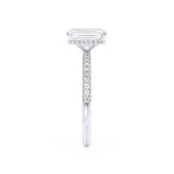 COCO - Emerald Natural Diamond 18k White Gold Hidden Halo Triple Pavé Ring Engagement Ring Lily Arkwright