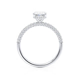 COCO - Oval Natural Diamond Platinum Petite Hidden Halo Triple Pavé Shoulder Set Engagement Ring Lily Arkwright