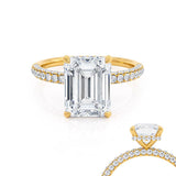 COCO - Emerald Natural Diamond 18k Yellow Gold Hidden Halo Triple Pavé Ring Engagement Ring Lily Arkwright