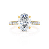 COCO - Oval Natural Diamond 18k Yellow Gold Petite Hidden Halo Triple Pavé Shoulder Set Engagement Ring Lily Arkwright