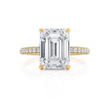 COCO - Emerald Natural Diamond 18k Yellow Gold Hidden Halo Triple Pavé Ring Engagement Ring Lily Arkwright