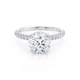 COCO - Round Natural Diamond Platinum Petite Hidden Halo Triple Pavé Shoulder Set Ring Engagement Ring Lily Arkwright