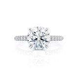 COCO - Round Natural Diamond Platinum Petite Hidden Halo Triple Pavé Shoulder Set Ring Engagement Ring Lily Arkwright