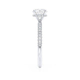 COCO - Round Natural Diamond Platinum Petite Hidden Halo Triple Pavé Shoulder Set Ring Engagement Ring Lily Arkwright