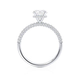 COCO- Round Natural Diamond 18k White Gold Petite Hidden Halo Triple Pavé Shoulder Set Ring Engagement Ring Lily Arkwright