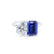 COMET - Toi Et Moi Sapphire Emerald & Lab Diamond Pear Cut Ring 950 Platinum