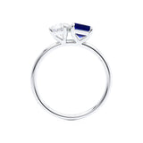 COMET - Toi Et Moi Chatham® Sapphire Emerald & Lab Diamond Pear Cut Ring 950 Platinum