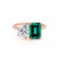 COMET - Toi Et Moi Green Emerald & Lab Diamond Pear Cut Ring 18k Rose Gold