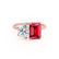 COMET - Toi Et Moi Ruby Emerald & Lab Diamond Pear Cut Ring 18k Rose Gold