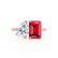 COMET - Toi Et Moi Ruby Emerald & Lab Diamond Pear Cut Ring 18k Rose Gold