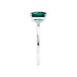 COMET - Toi Et Moi Chatham® Green Emerald & Lab Diamond Pear Cut Ring 18k White Gold