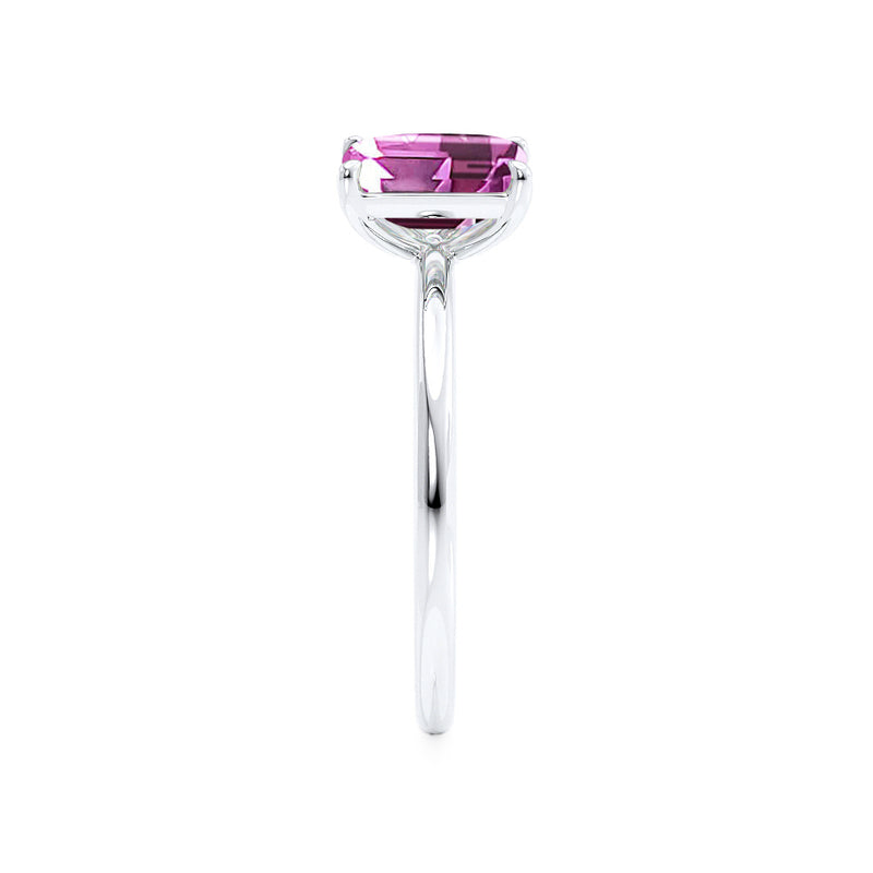 COMET - Toi Et Moi Chatham® Pink Sapphire Emerald & Lab Diamond Pear Cut Ring 950 Platinum