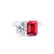 COMET - Toi Et Moi Ruby Emerald & Lab Diamond Pear Cut Ring 950 Platinum