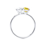 COMET - Toi Et Moi Chatham® Yellow Sapphire Emerald & Lab Diamond Pear Cut Ring 950 Platinum