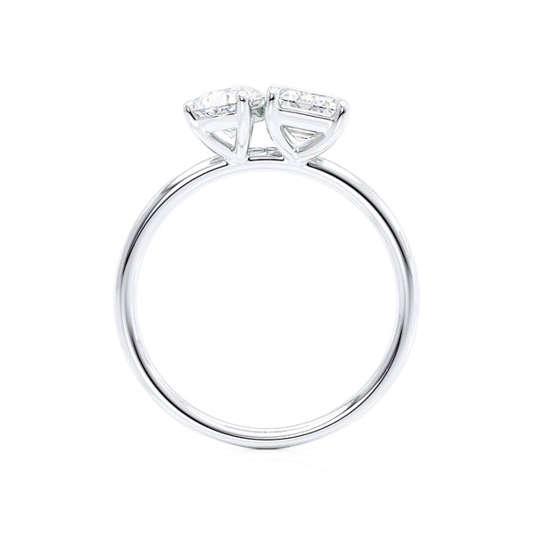 COMET - Toi Et Moi Diamond Emerald & Pear Cut Ring 950 Platinum Engagement Ring Lily Arkwright