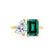COMET - Toi Et Moi Green Emerald & Lab Diamond Pear Cut Ring 18k Yellow Gold