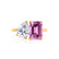 COMET - Toi Et Moi Pink Sapphire Emerald & Lab Diamond Pear Cut Ring 18k Yellow Gold