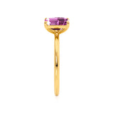 COMET - Toi Et Moi Chatham® Pink Sapphire Emerald & Lab Diamond Pear Cut Ring 18k Yellow Gold