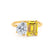 COMET - Toi Et Moi Yellow Sapphire Emerald & Lab Diamond Pear Cut Ring 18k Yellow Gold